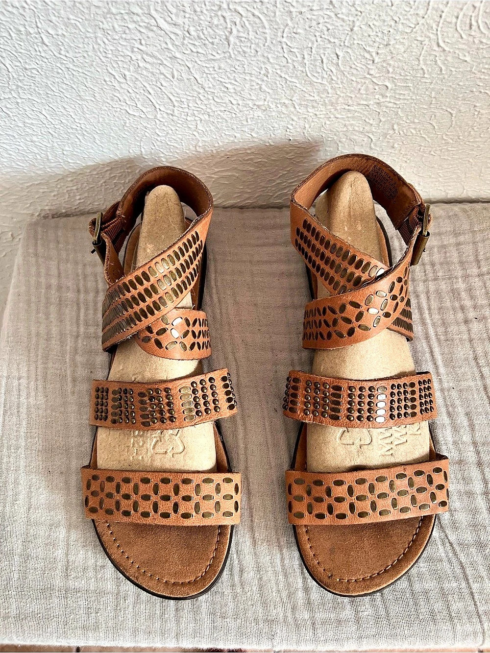 Steve by Steve Madden Women's Brown Studded Leather Sandals